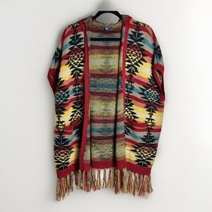 American Eagle Women's XS Open Front Cardigan Boho Fringe Hippie Southwestern